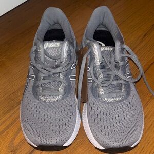 Asics Gray Sneakers with Metallic Accents